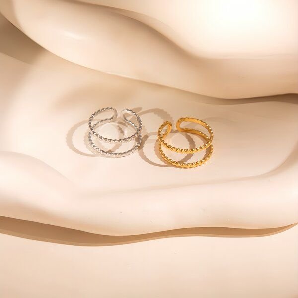 ELEKTROPULLI Größenverstellbarer DOTS DOUBLE Ring ca. Ø 17 - 19mm