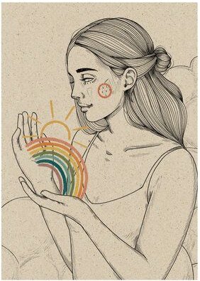 matabooks® Kunstvolle A6 Postkarte mit Blumenmotiv aus nachhaltigem Graspapier – Embrace