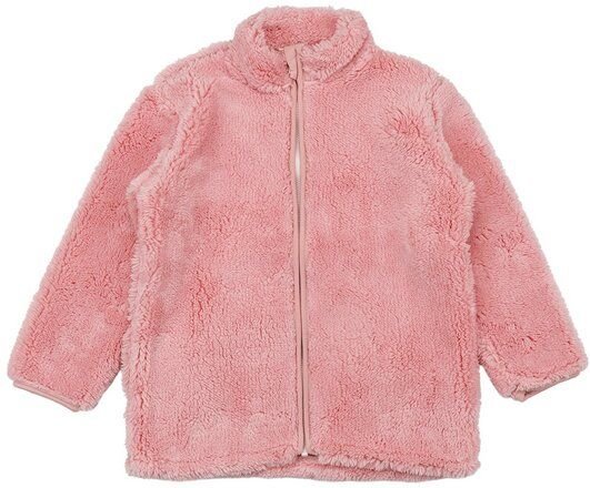 Kinder Fleecejacke GOTS-zertifiziert aus Bio-Baumwolle, rosa Teddyfleece, Reißverschluss & Stehkragen – Walkiddy