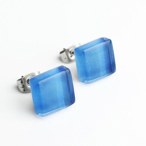 ALEXASCHA Minimalistische Ohrstecker, klein, aus Glas | PUREFORM