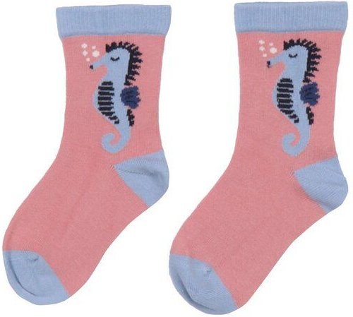 Baby Socken Bio-GOTS Baumwolle Walkiddy Blau Seahorses & Dragonflies, weiche Strümpfe mit Umschlagbündchen, rutschfestem...