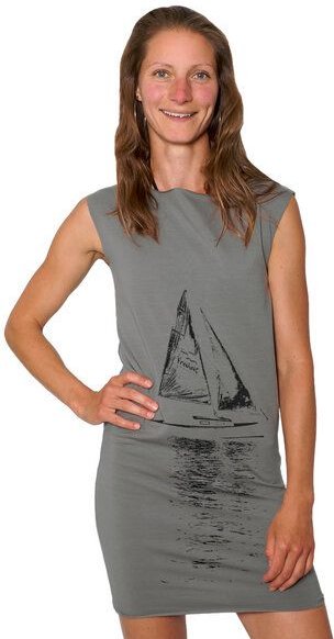 HANDGEDRUCKT "Segelboot" Bio-Kleidchen