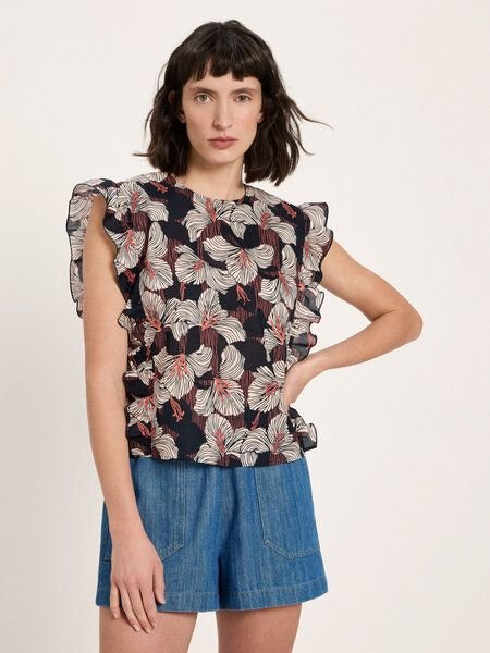 LANIUS Kurzarm-Bluse print bloom