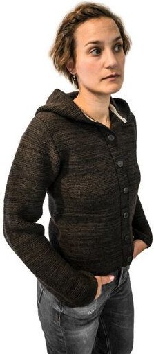 Grenzgang Damen Strickjacke EMMA mit Kapuze aus Schurwolle (kbT)