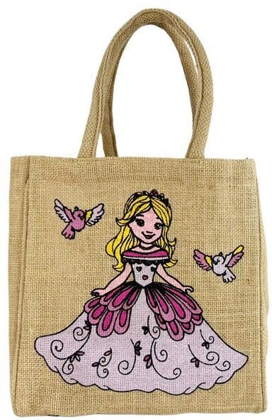 Domelo Kinder Handtasche Mädchen Jute Tasche klein Schultertasche mit Prinzessin