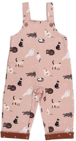 Thumbnail - Walkiddy Bio-Baumwolle GOTS-zertifizierte Kinderlatzhose - Various Cats Design - Rosa
