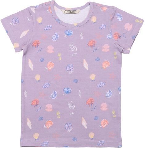 Cotokids Kinder T-Shirt – Flieder mit Muschel-Print, weich & bequem, Sommer-Shirt, Kurzarm | Walkiddy