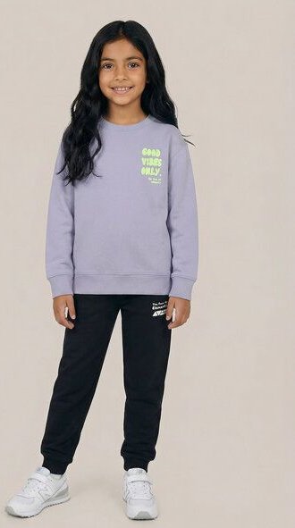 THE FACE OF ELEMENTS GOOD VIBES ONLY - RELAXED FIT KIDS SWEATSHIRT AUS 100% BIO-BAUMWOLLE