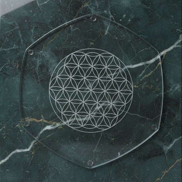 LivingDesigns Untersetzer Blume des Lebens Glas gelasert ø 22 cm