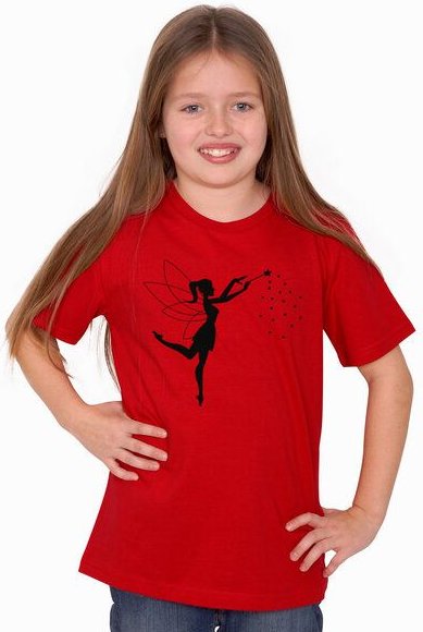 HANDGEDRUCKT "Zauberfee" Kinder-T-Shirt reine Biobaumwolle (kbA)
