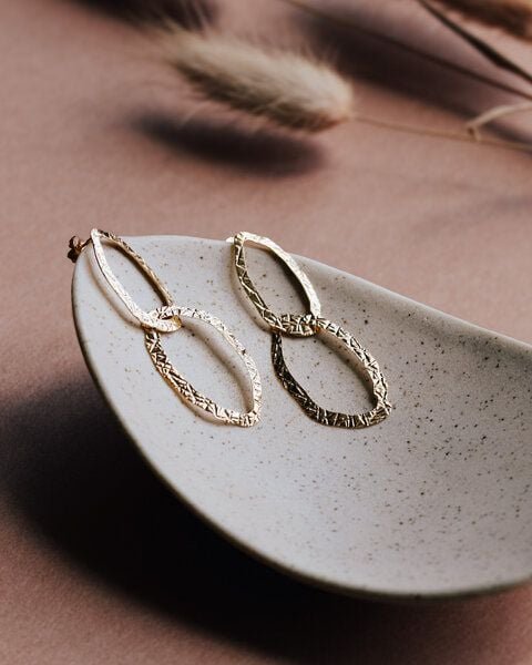 lille mus Ohrstecker 'Hammered' 925 Silber / vergoldet