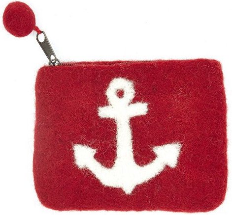 short'n'pietz handgefilztes Täschchen mit eingefilztem Anker