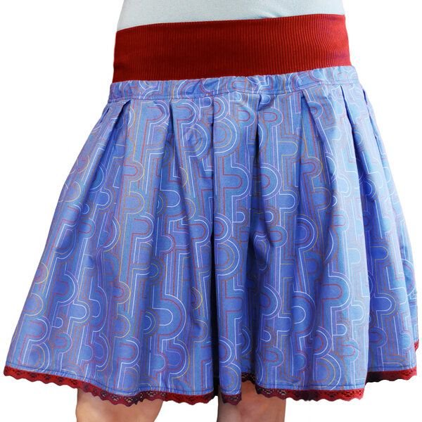 liebewicht FaltenRock Rock blau bunt gemustert für Damen aus Biobaumwolle
