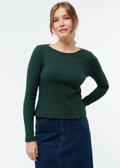 Givn Berlin Longsleeve GBROSA mit U-Boot Ausschnitt aus Bio-Baumwoll Rippjersey