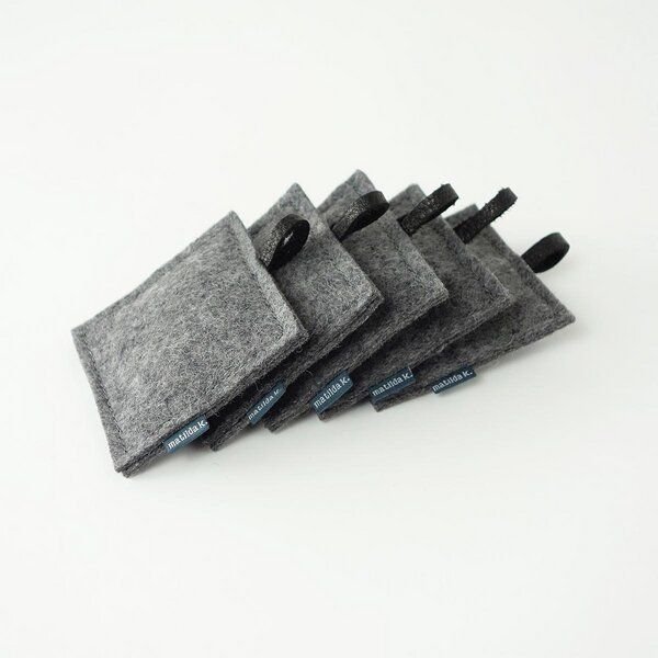 matilda k. manufaktur 5 Duftkissen aus Wollfilz und Leder mit Lavendel gefüllt 'smilla'