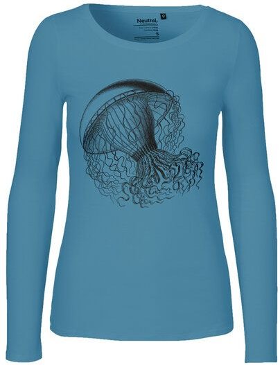 HANDGEDRUCKT "Medusa" Frauen Longsleeve aus reiner Biobaumwolle (kbA)