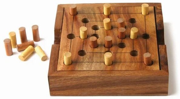 El Puente Kleines Brettspiel "Mühle" aus Sheesham-Holz