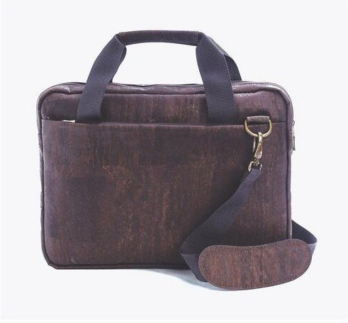 Kork-Deko stylische Schultertasche aus Kork-Stoff - Aktentasche | dunkelbraun
