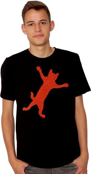 HANDGEDRUCKT "Klammerkatze" Männer T-Shirt