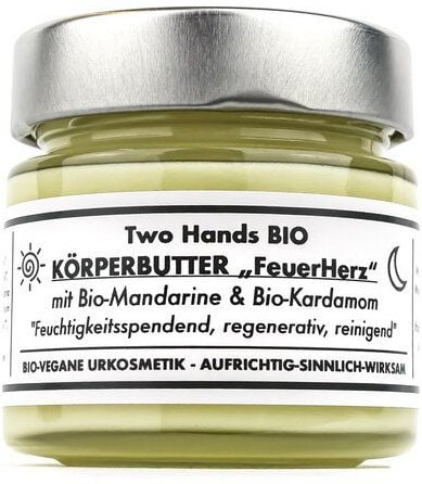 Two Hands BIO Körperbutter „FeuerHerz“ mit Bio-Mandarine & Bio-Kardamom - für Gesicht & Körper