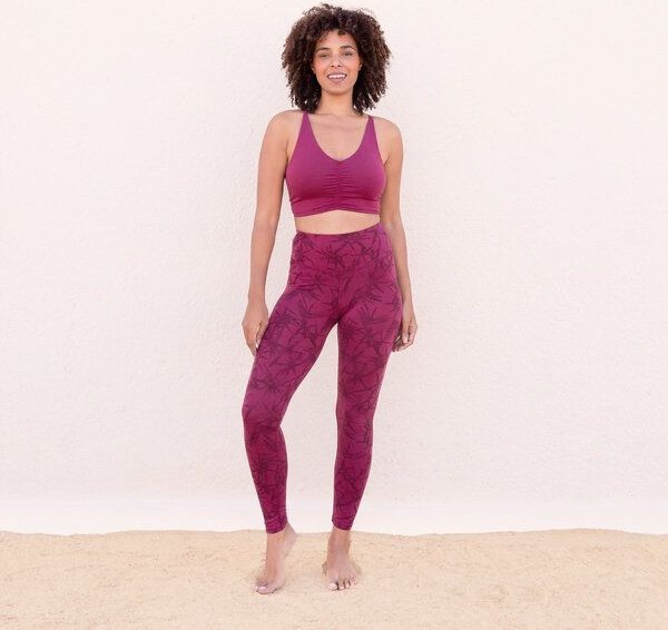 Jaya TOSCA TENCEL- Damen - High-Rise Leggings mit Allover-Nature-Print aus Tencel/Biobaumwoll-Mix mit dop-pelter Taillen...