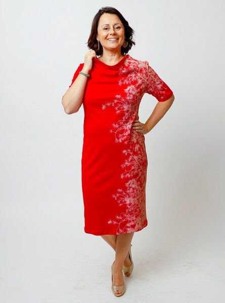 Peaces.bio - handbedruckte Biomode Wasserfallkleid Föhrenzauber Rot