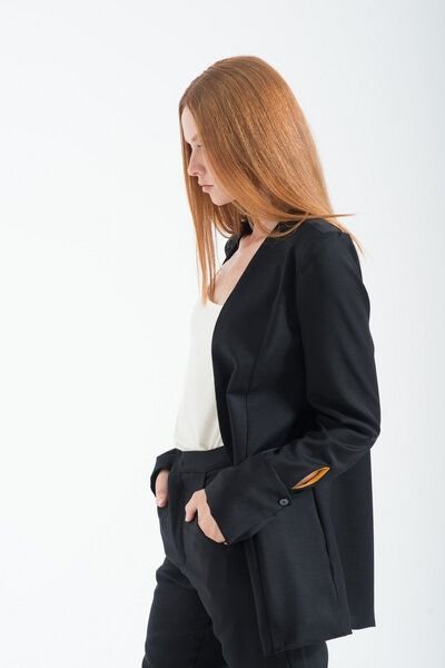 Yuna Miray Lang geschnittener Blazer/Jacke mit Manschette "Blazer Yuna" schwarz und anthrazit