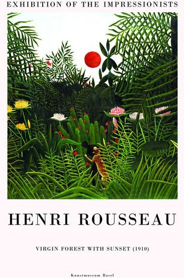 Photocircle Poster / Leinwandbild - Henri Rousseau: Urwald mit Sonnenuntergang - Ausstellungsposter
