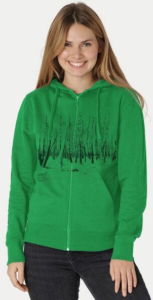 Peaces.bio - handbedruckte Biomode Zip-Hoodie Woodland Damen