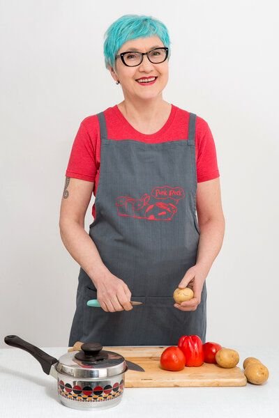 Hirschkind Bio-Kochschürze "Punk-Rock" handgewebt Fair-Trade