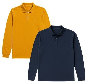 GORG 2er Set Herren Bio-Baumwolle Langarm-Poloshirt