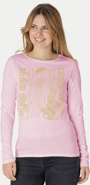 Peaces.bio - handbedruckte Biomode Langarmshirt Damen Sonnenscheibe Aton