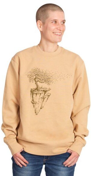 Life-Tree Sweater aus Biobaumwolle Fairwear Unisex "Maple Island" in Latte