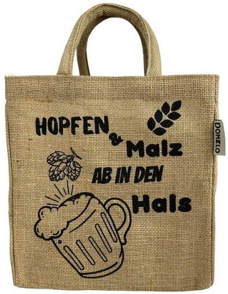 Domelo Jute Einkaufstasche, Flaschenträger mit 6 Fächer. 100% Vegane Bierflaschenträge