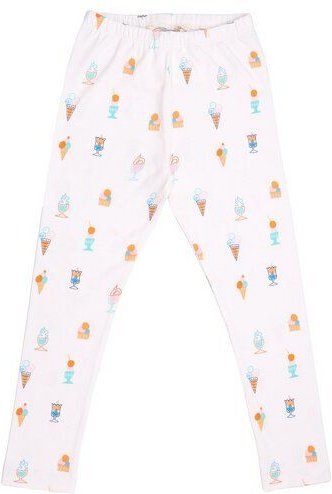 Cotokids Kinder Leggings GOTS zertifiziert, Bio-Baumwolle, cremeweiß, Eiscreme-Muster, weich & elastisch – Walkiddy