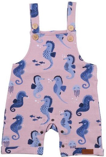 Baby Strampler GOTS zertifiziert – Bio-Baumwolle, Rosa mit Seepferdchenmotiv, ärmellos, bequem & luftig | Walkiddy