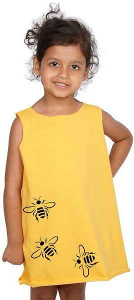 HANDGEDRUCKT "Bienen" Kinder Biokleidchen (kbA)