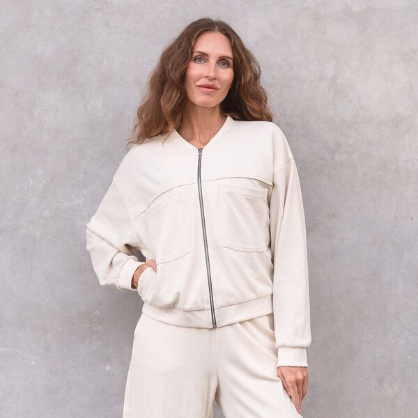 Jaya ADELE WAFFLE - Coole Jacke, Blouson-Bomberjacken-Elementen, 100% GOTS-zertifizierter Biobaumwolle, Waffle-Optik, kl...