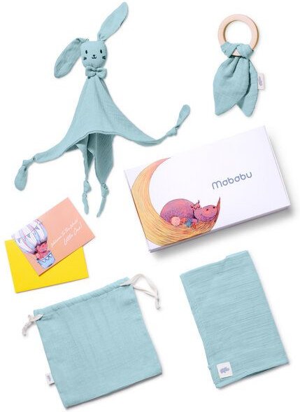 Mababu Geschenk zur Geburt - 100% GOTS Bio Musselin-Baumwolle - Schmusetuch, Beißring, Spucktuch, Tasche - Baby Erstauss...