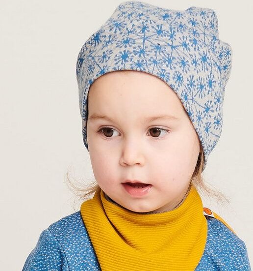 Cheeky Apple Baby-Häubchen "Jacquard gemustert/Ripp Gletscher" aus Bio-Baumwolle