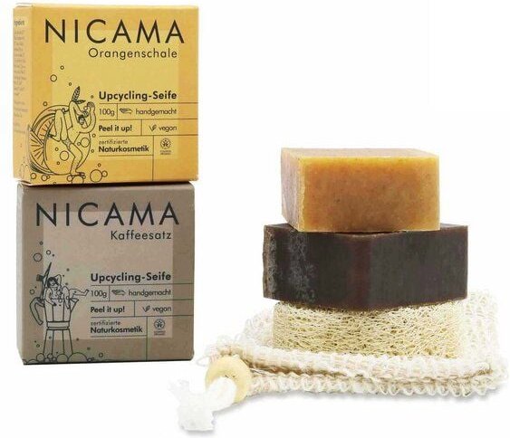 NICAMAᵘᵖ Upcycling-Seifenset mit Peelingeffekt und Zubehör