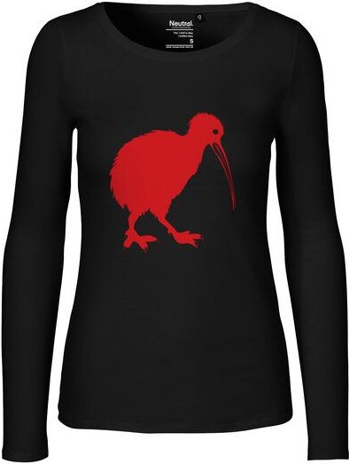 HANDGEDRUCKT "Kiwi" Frauen Longsleeve aus reiner Biobaumwolle (kbA)