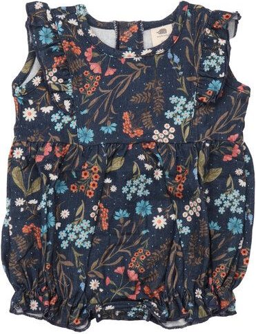 Bio-Baumwolle Floral Night Body Blau - GOTS-zertifiziert, Elastanmix, Fair Trade Produktion – Walkiddy