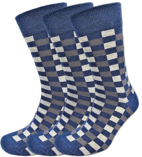 BLS Organic 3er Set GOTS zertifiziert 98 % Bio-Baumwolle Check Pattern Socken