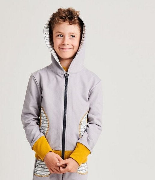 Cheeky Apple Kapuzenjacke "Sommersweat Grau | Goldschiffchen" aus Bio-Baumwolle