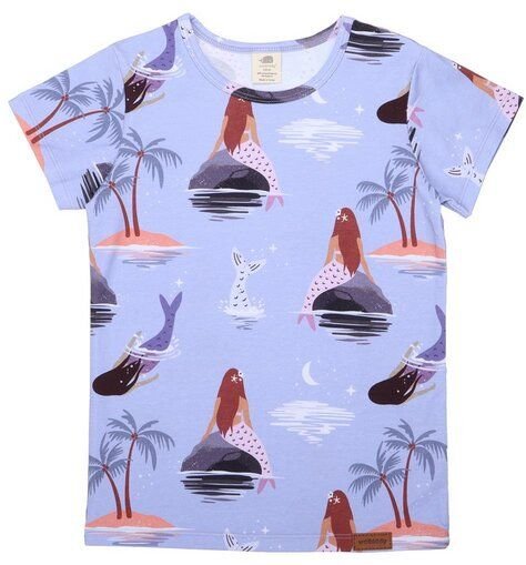 Kinder T-Shirt GOTS zertifiziert – Bio-Baumwolle, Lila mit Meerjungfrauenmotiv, Kurzarm, weich & bequem, alltagstauglich...