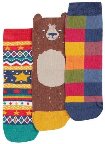 Frugi Weihnachtssocken Dreierpack mit Teddybear