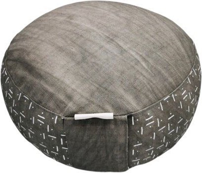 Ames sensibles Meditationskissen rund, Grau/Natur 30 x 16cm