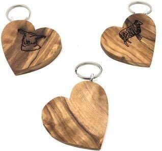 Olivenholz erleben Schlüsselanhänger Herz flach aus Olivenholz mit deiner Gravur