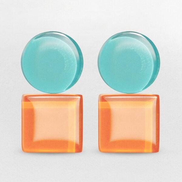 ALEXASCHA Geometrische Clip Ohrringe aus Glas | Bauhaus Design | 16 Farbkombinationen